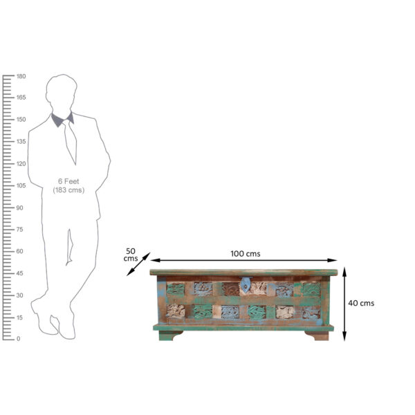 The Attic Houston Coffee Table  |  Multicolor Distress Shades of Blue