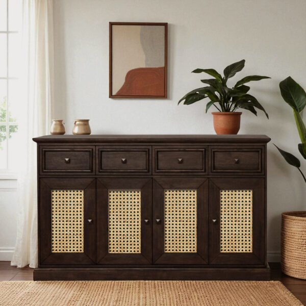The Attic Francisco Sideboard Cane | Walnut Matte Finish
