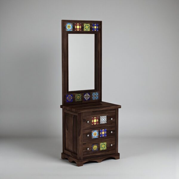 The Attic Baran Dressing Table For Bedroom|Walnut Matt Finish
