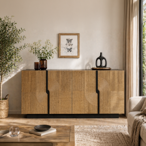 The Attic Georgia Sideboard Large Black + Natural Matte Finish