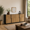 The Attic Georgia Sideboard Large Black + Natural Matte Finish