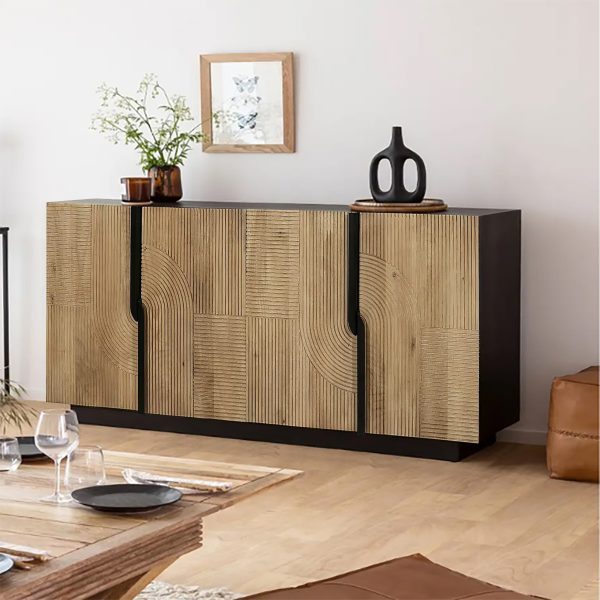 The Attic Georgia Sideboard Large Black + Natural Matte Finish