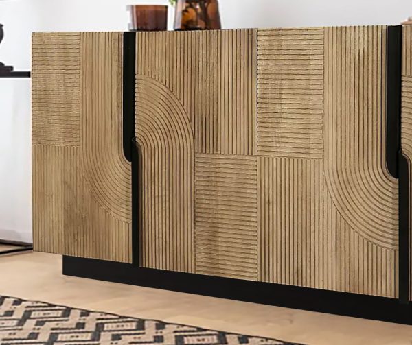 The Attic Georgia Sideboard Large Black + Natural Matte Finish