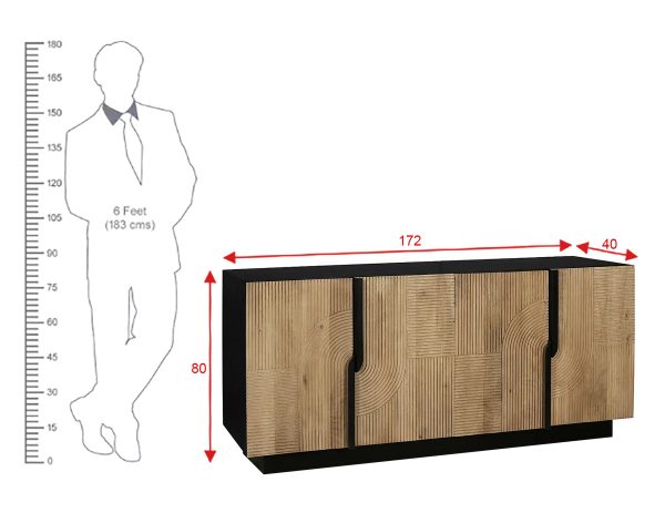 The Attic Georgia Sideboard Large Black + Natural Matte Finish