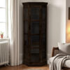 The Attic Ines Multipurpose Cabinet - Solid Mango Wood Bookshelf and Kitchen Cabinet with Walnut Matte Finish
