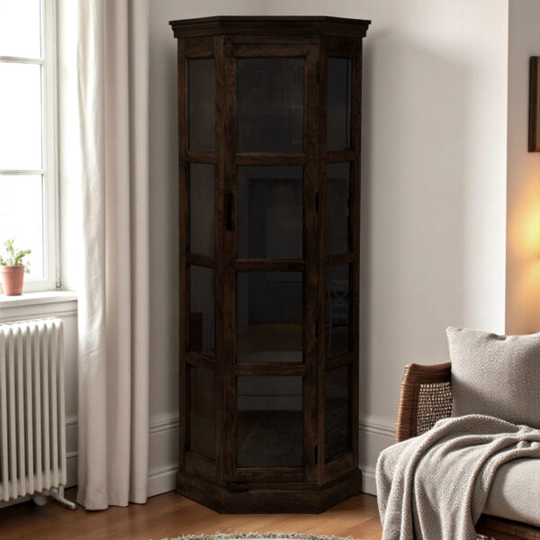 The Attic Ines Multipurpose Cabinet - Solid Mango Wood Bookshelf and Kitchen Cabinet with Walnut Matte Finish