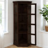 The Attic Ines Multipurpose Cabinet - Solid Mango Wood Bookshelf and Kitchen Cabinet with Walnut Matte Finish