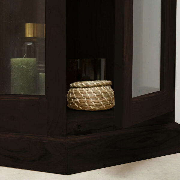 The Attic Ines Multipurpose Cabinet - Solid Mango Wood Bookshelf and Kitchen Cabinet with Walnut Matte Finish