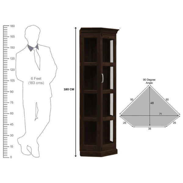 The Attic Ines Multipurpose Cabinet - Solid Mango Wood Bookshelf and Kitchen Cabinet with Walnut Matte Finish