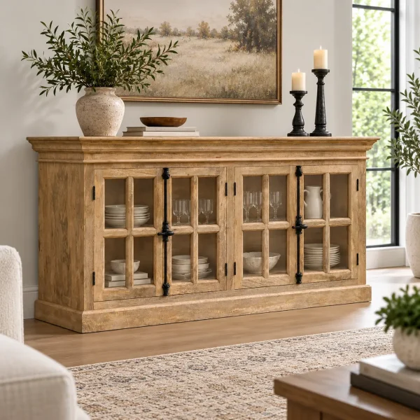 KL-2283 (2) The Attic Oregon Sideboard | Natural Finish With Glass