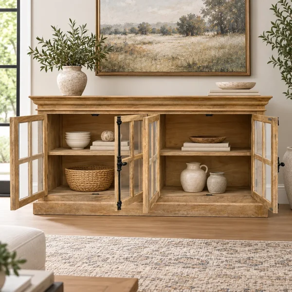 KL-2283 (5) The Attic Oregon Sideboard | Natural Finish With Glass