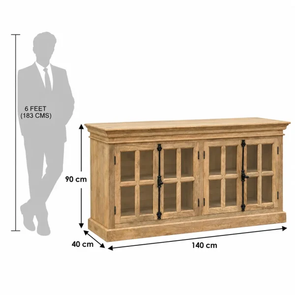 KL-2283 (6) The Attic Oregon Sideboard | Natural Finish With Glass