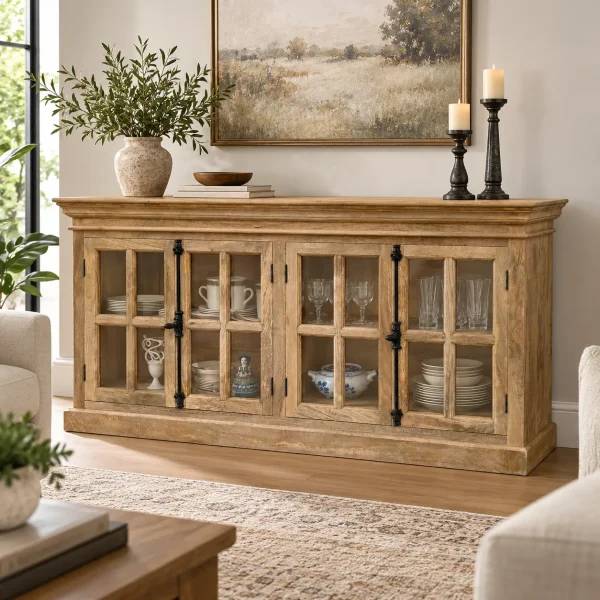KL-2283 (7) The Attic Oregon Sideboard | Natural Finish With Glass