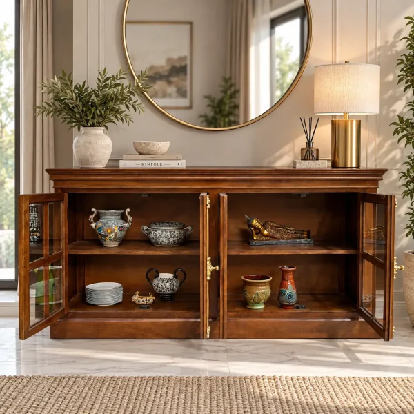 KL-2283H (2) The Attic Oregon Sideboard | Honey Finish With Glass
