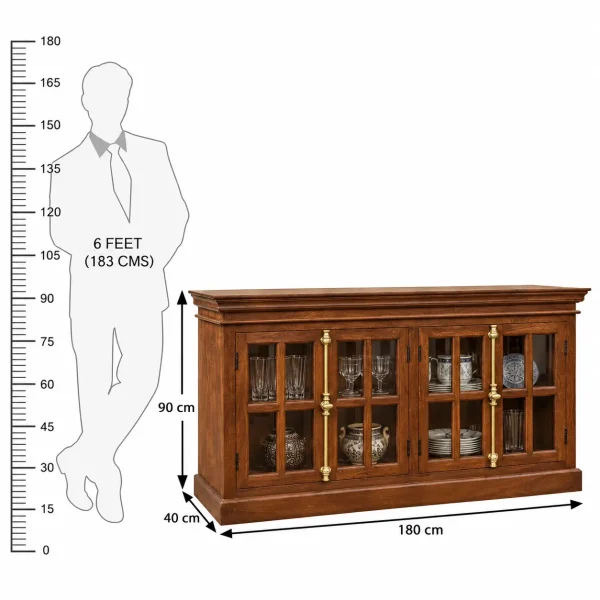 KL-2283H (7) The Attic Oregon Sideboard | Honey Finish With Glass