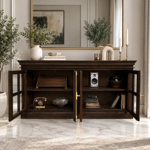 KL-2283W (2) The Attic Oregon Sideboard | Walnut Finish With Glass