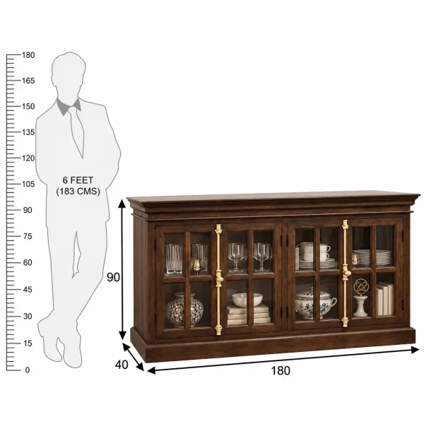 KL-2283W (8) The Attic Oregon Sideboard | Walnut Finish With Glass