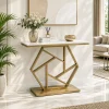 KL-2204G (2) The Attic Girda Console Table for Living Room, Marble + Iron, White + Gold Matt Finish