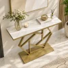 KL-2204G (5) The Attic Girda Console Table for Living Room, Marble + Iron, White + Gold Matt Finish