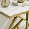 KL-2204G (7) The Attic Girda Console Table for Living Room, Marble + Iron, White + Gold Matt Finish