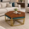 The Attic Coaster Coffee Table with 6 stools, Honey Matte Finish