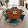 The Attic Coaster Coffee Table with 6 stools, Honey Matte Finish