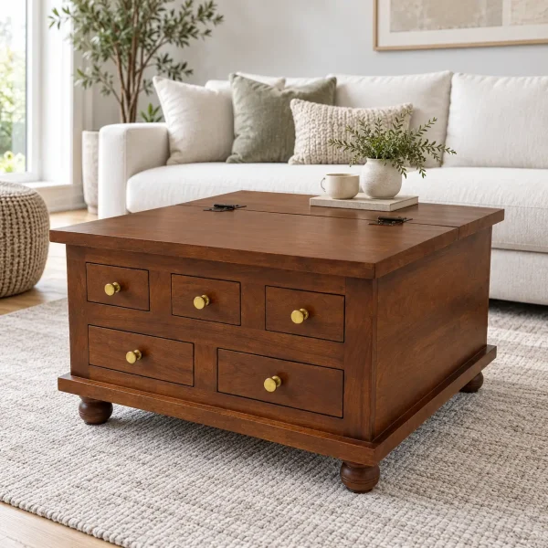 The Attic Square Coffee Table: Honey