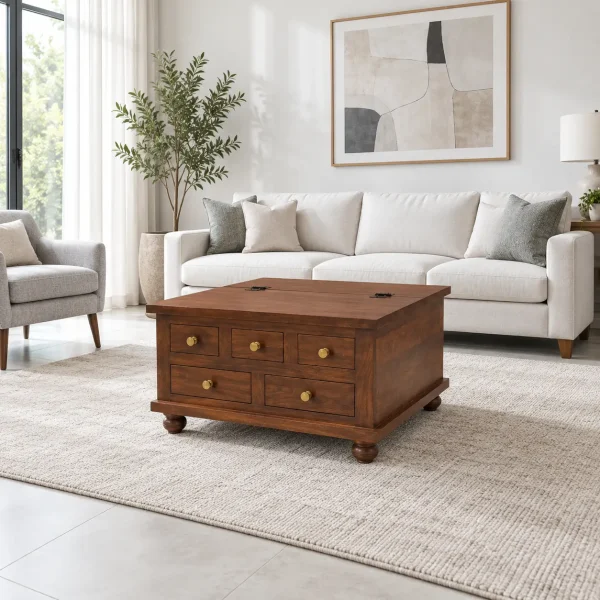 The Attic Square Coffee Table: Honey