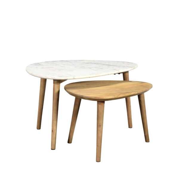 The Attic Nested Tables with White and Natural Finish