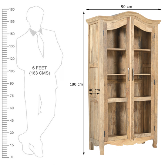 The Attic Catania Kitchen Cabinet|Multipurpose Cabinet For Bedroom Living room study bar|Solid Wood Bookshelf/Kitchen Cabinet|Solid Mango Wood|Natural Matte Finish