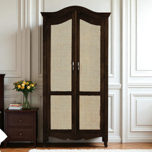 The Attic Catania Kitchen Cabinet|Walnut Matte Finish Cane