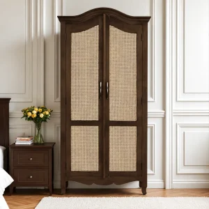 The Attic Catania Kitchen Cabinet|Walnut Matte Finish Cane