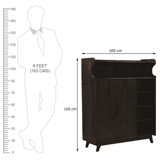 The Attic Ritz Shoerack|Shoe Storage Cabinet for Home|Shoe Rack with Seat & Door|Shoe Organizer|Shoe Rack for Home|Walnut Matte Finish
