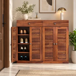 The Attic Lisbon Shoerack Walnut|Honey Matte Finish