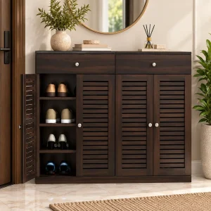 The Attic Lisbon Shoerack Walnut|Walnut Matte Finish