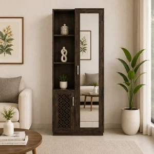 The Attic Eleganza Dressing Table For Bedroom|Walnut Matte Finish