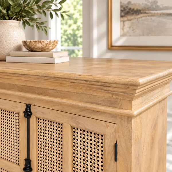 KL-2283C (4) The Attic Oregon Sideboard with Cane|Natural Matte Finish