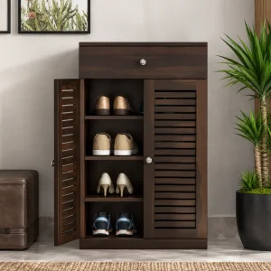 KL-2295W (1) The Attic Evora Shoerack|Walnut Matte Finish