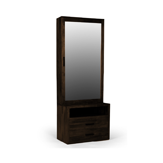 The Attic Bagru Dressing Table For Bedroom|Solid Wood|Walnut Matt Finish
