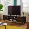 The Attic Diamond TV Cabinet|Solid Wood Sideboard TV Cabinet for Living Room|Classy TV Cabinet|Wooden Free Standing TV Unit Side Board Table with Storage|Walnut Matte Finish