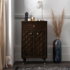The Attic Diamond Shoerack|Shoe Storage Cabinet for Home|Shoe Rack with Seat & Door|Shoe Organizer|Shoe Rack for Home|Walnut Matte Finish