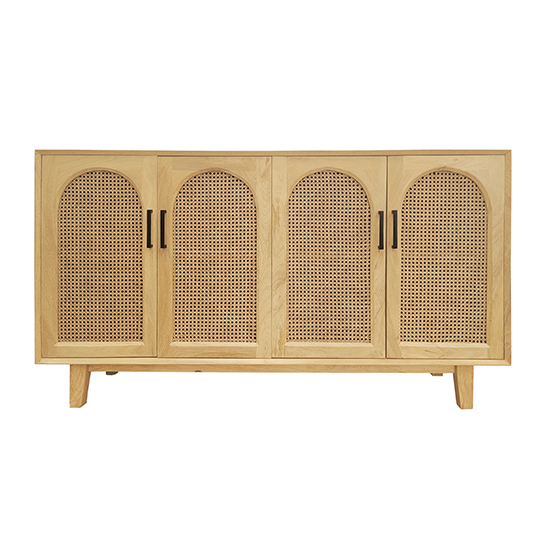 The Attic Roman Sideboard Natural|Multipurpose Cabinet for Kitchen and Living Room Storage|Classy Sideboard|Solid Mango Wood|Natural Matte Finish