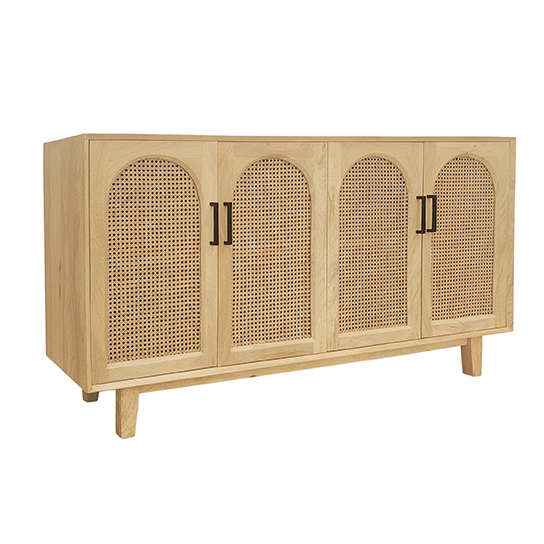 The Attic Roman Sideboard Natural|Multipurpose Cabinet for Kitchen and Living Room Storage|Classy Sideboard|Solid Mango Wood|Natural Matte Finish