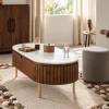 KL-2327 (2) The Attic Carlston Coffee Table With Ceramic Top|Tobacco Brown Finish