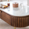 The Attic Carlston Coffee Table|Coffee Table for Living Room|Solid Wood Centre Table with Ceramic Top|Tobacco Brown Finish
