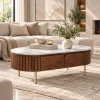 KL-2327 (7) The Attic Carlston Coffee Table With Ceramic Top|Tobacco Brown Finish