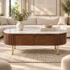 KL-2327 (8) The Attic Carlston Coffee Table With Ceramic Top|Tobacco Brown Finish
