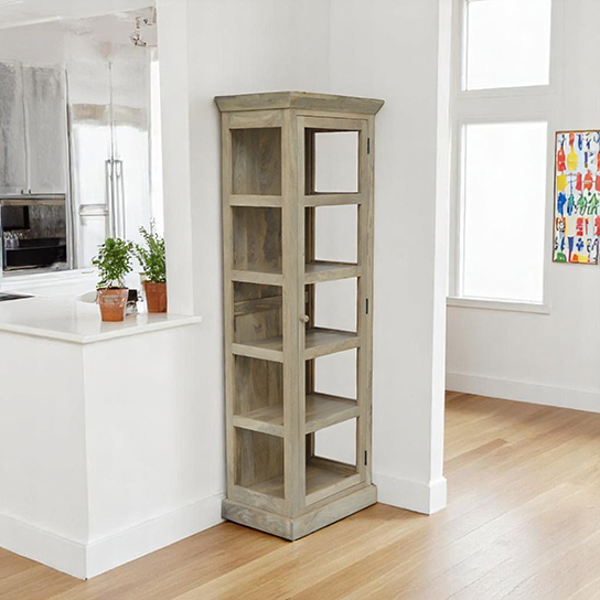 The Attic Indiana Kitchen Cabinet Natural|Multipurpose Cabinet For Bedroom Living room study bar|Solid Wood Bookshelf/Kitchen Cabinet|Solid Mango Wood|Natural Matte Finish