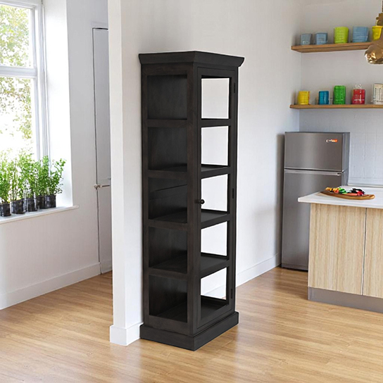 The Attic Indiana Kitchen Cabinet Walnut|Multipurpose Cabinet For Bedroom Living room study bar|Solid Wood Bookshelf/Kitchen Cabinet|Solid Mango Wood|Walnut Matte Finish