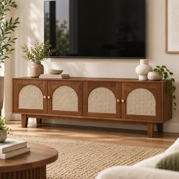KL-2344H (2) The Attic Roman TV Cabinet Honey|Honey Matte Finish